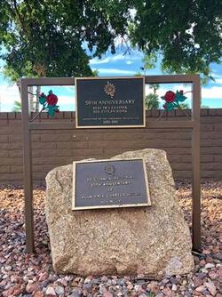 A snapshot of the original marker with a frame above securing a second marker, celebrating Agua Fria Chapter.